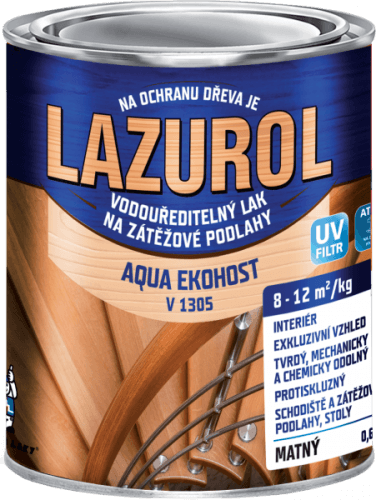 LAZUROL - V1305 LAK AQUA SUPER - lak na korok, parkety - bezfarebný polomatný - 0,6 L