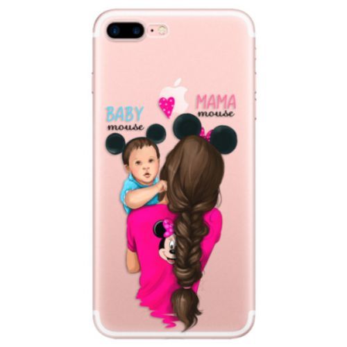 Odolné silikónové puzdro iSaprio - Mama Mouse Brunette and Boy - iPhone 7 Plus