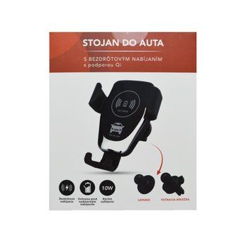 Nabíjací stojan do mriežky auta Qi 10W, čierny