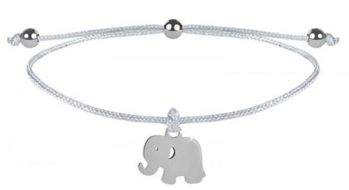 Troli Šnúrkový náramok Slon biela / oceľová