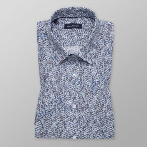 Pánska košeľa slim fit modrej farby s jemným vzorom 11725