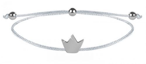 Troli Šnúrkový náramok Korunka biela / oceľová