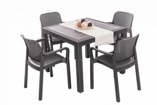 DEOKORK Záhradná ratanová zostava KARA MINI 1+2 (antracit)