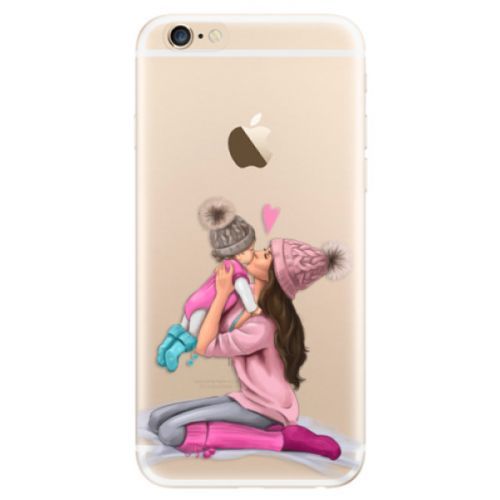 Odolné silikónové puzdro iSaprio - Kissing Mom - Brunette and Girl - iPhone 6/6S