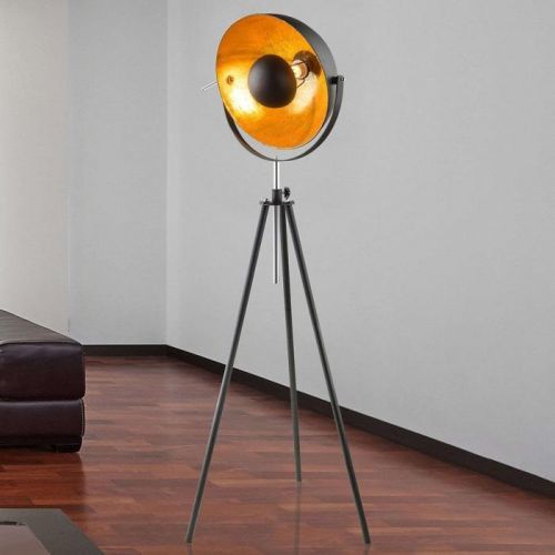 Trojnohá stojaca lampa Lenn, čierno-zlatá