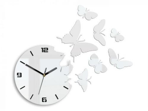 Moderné nástenné hodiny BUTTERFLIE 3D WHITE NH049