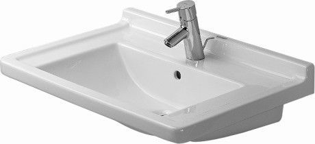 Duravit Starck 3 - Nábytkové umývadlo 70 x 49 cm s 1 otvorom pre armatúru prepichnutý, biele 0304700000