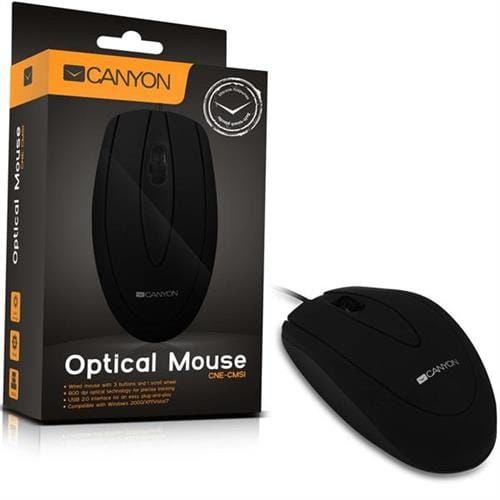 Myš Canyon CNE-CMS1, optická, USB, 800 dpi, 3 tlač, čierna