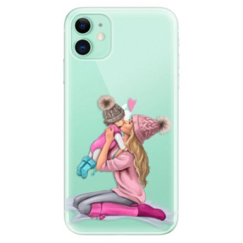 Odolné silikónové puzdro iSaprio - Kissing Mom - Blond and Girl - iPhone 11