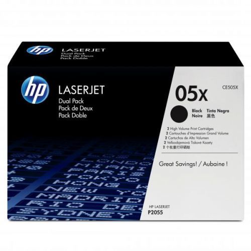 HP originál toner CE505XD, black, 13000 (2x6500)str., HP 05X, high capacity, HP LaserJet P2055, dual pack, 2ks