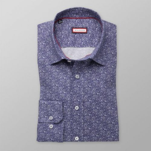 Pánska slim fit košeľa (výška 176-182) 8340 v modré farbe sa vzorom