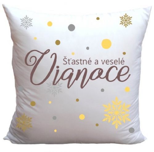 Vankúš Štastné a veselé Vianoce (Veľkosť: 40 x 40 cm)