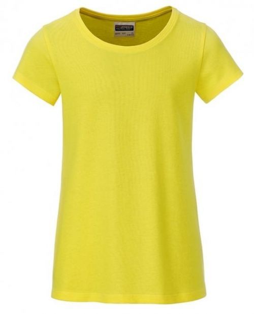James & Nicholson Klasické dievčenské tričko z biobavlny 8007G - Žlutá | XL