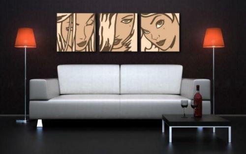 Ručne maľovaný POP Art obraz LICHTENSTEIN 3 dielny  li2