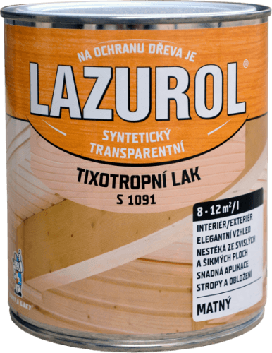 LAZUROL - S 1091 LAK TIXOTROPNÝ - nestekajúci lak na drevo - bezfarebný - matný - 0,75 L