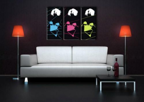 Ručne maľovaný POP Art obraz Three sexy woman 3 dielny  3s