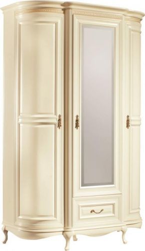TARANKO Verona V-3D rustikálna šatníková skriňa so zrkadlom krém patyna