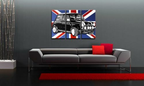 Ručne maľovaný POP Art obraz MINI COOPER 3 dielny  mini2