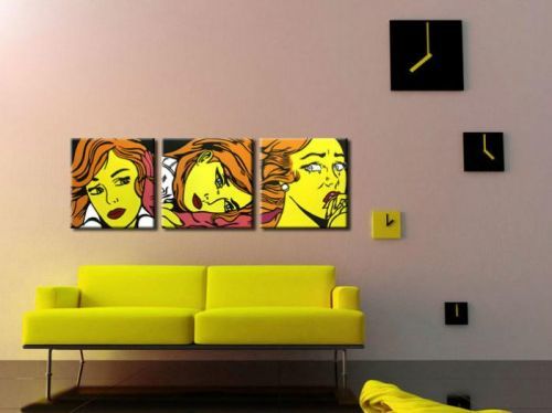 Ručne maľovaný POP Art obraz LICHTENSTEIN 3 dielny  li7