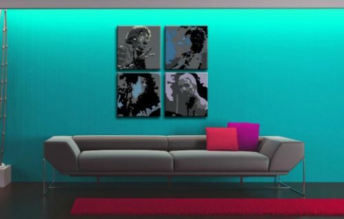 Ručne maľovaný POP Art obraz Rolling Stones 4 dielny  rs