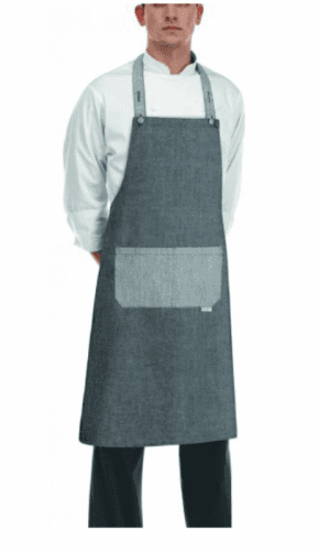 EGOCHEF Kuchárska zástera ku krku s vreckom - ROCK- Grey mix