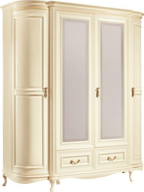 TARANKO Verona V-4D rustikálna šatníková skriňa so zrkadlom krém patyna