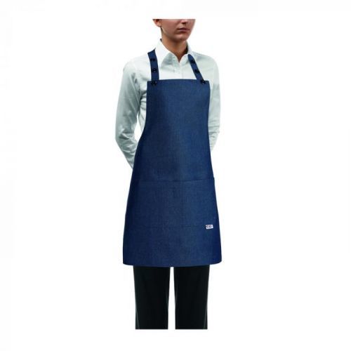 EGOCHEF Kuchárska zástera ku krku s vreckom DÁMSKA- Jeans