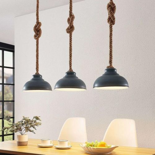 Lindby Chaby závesná lampa betónový vzhľad, 3-pl.