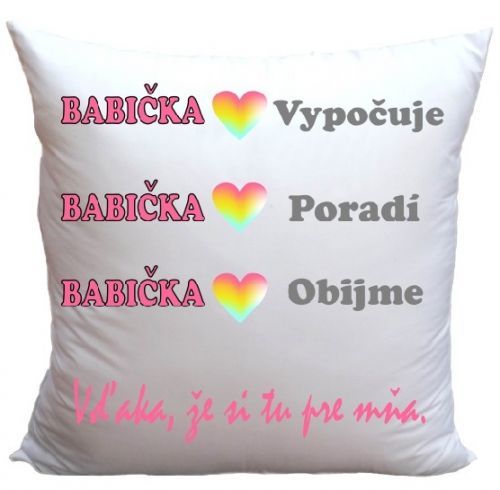 Vankúš Babička poradí (Veľkosť: 40 x 40 cm)