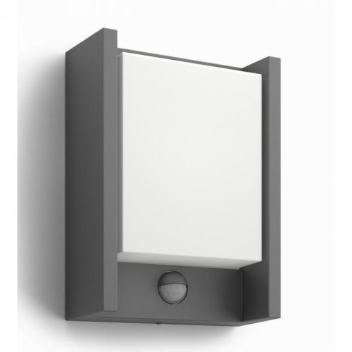Philips 16461/93/16 Arbour Vonkajšie nástenné LED svietidlo s čidlom 22 cm, antracit
