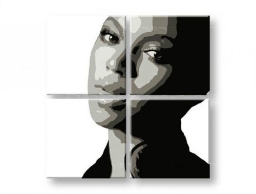 Ručne maľovaný POP Art obraz BEYONCÉ 4 dielny  bey