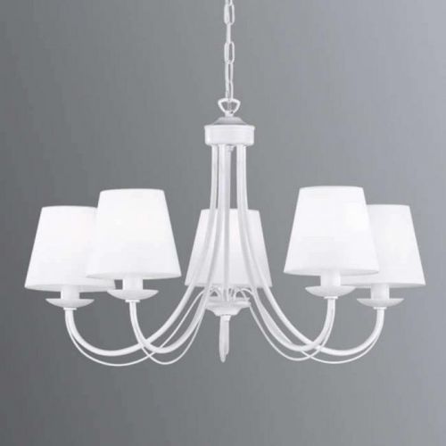 Visiaci luster Cortez, biely, 5-plameňový