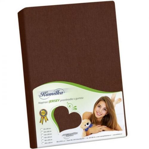 Bellatex Jersey prestieradlo Kamilka hnedá, 180 x 200 cm