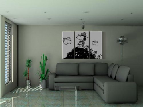 Ručne maľovaný POP Art obraz SNOOPY 3 dielny  snoopy2