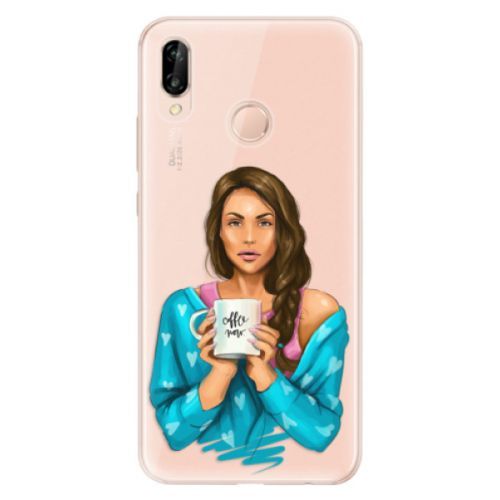 Odolné silikónové puzdro iSaprio - Coffe Now - Brunette - Huawei P20 Lite