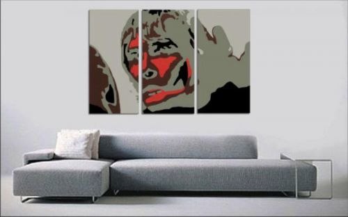 Ručne maľovaný POP Art obraz BROWN APE 3 dielny  ibbrown