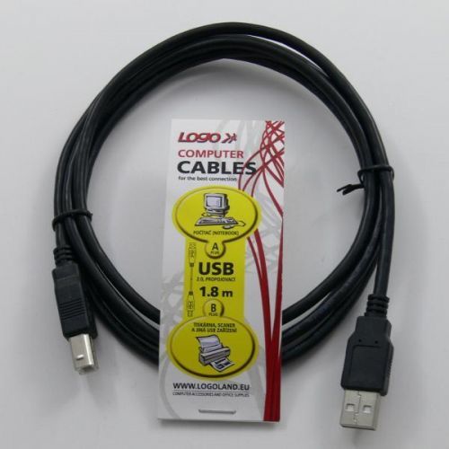 LOGO KABEL USB 2.0, USB A M- USB B M, 1.8M