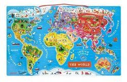 Magnetická mapa sveta Janod na zavesenie anglická verzia od 5 rokov puzzle 92 magnetov