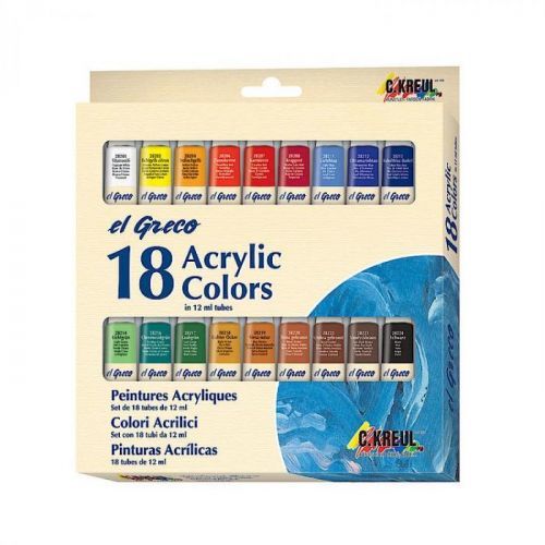 Akrylové farby El Greco / sada 18 x 12 ml