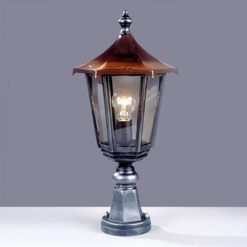 Soklové svietidlo Antoine s medenou strechou