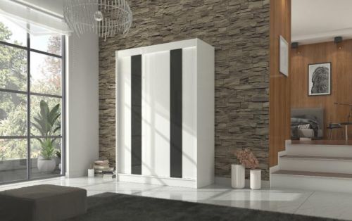 ArtAdr Šatníková skriňa Karen 150cm Farba: Biela/čierne pásy