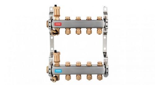 NOVASERVIS - Rozdeľovač nerez s regulačnými mechanickými ventilmi 4okruhy (SN-RO04S)