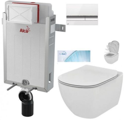 /SET/ALCAPLAST - SET Renovmodul - predstenový inštalačný systém + tlačidlo M1720-1 + WC TESI so sedadlom SoftClose, AquaBlade (AM115/1000 M1720-1 TE1)