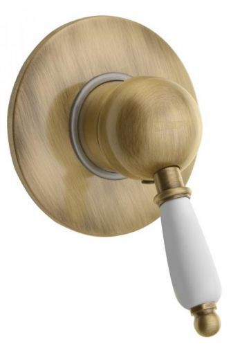 SAPHO - KIRKÉ WHITE podomietková sprchová batéria, 1 výstup, biela páčka, bronz (KI41BB)