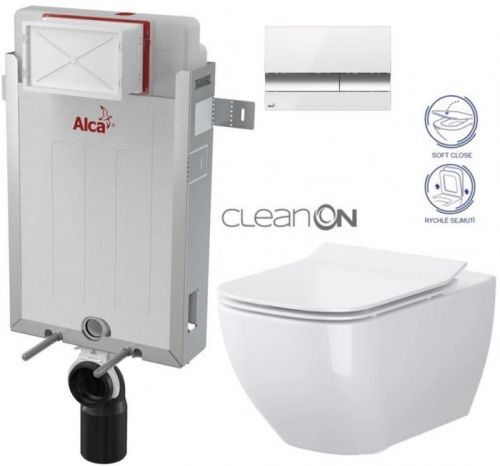 /SET/ALCAPLAST - SET Renovmodul - predstenový inštalačný systém + tlačidlo M1720-1 + WC CERSANIT CLEANON METROPOLITAN + SEDADLO (AM115/1000 M1720-1 ME1)