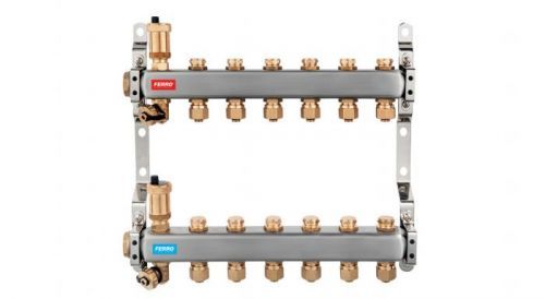 NOVASERVIS - Rozdeľovač nerez s regulačnými mechanickými ventilmi 6okruhy (SN-RO06S)