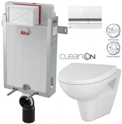 /SET/ALCAPLAST - SET Renovmodul - predstenový inštalačný systém + tlačidlo M1720-1 + WC CERSANIT CLEANON Parva + SEDADLO (AM115/1000 M1720-1 PA1)