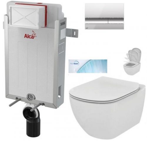 /SET/ALCAPLAST - SET Renovmodul - predstenový inštalačný systém + tlačidlo M1721 + WC TESI so sedadlom SoftClose, AquaBlade (AM115/1000 M1721 TE1)