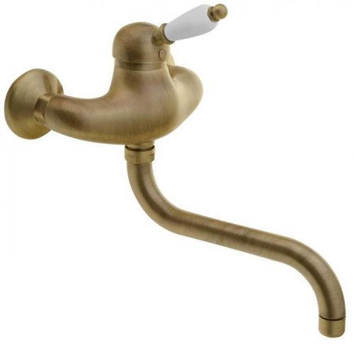 SAPHO - KIRKÉ WHITE nástenná batéria, biela páčka, bronz (KI15BB)