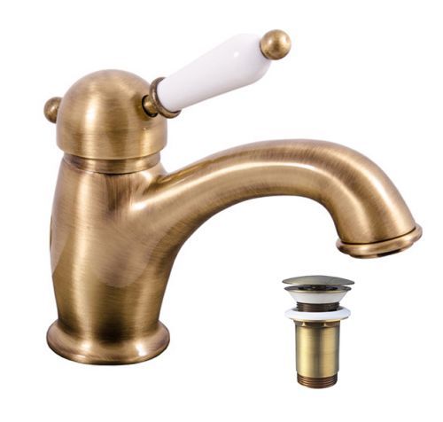 SLEZAK-RAV - Vodovodní baterie umyvadlová s výpustí click-clack LABE - STARÁ MOSAZ , Barva: stará mosaz, Rozměr: 3/8'' (L527.0SM)